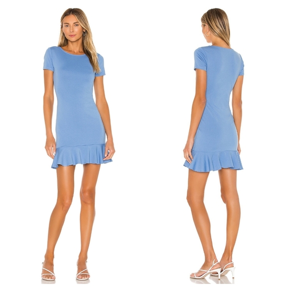 REVOLVE Dresses & Skirts - 🔴REVOLVE Lovers & Friends Shelly Mini Dress In Baby Blue Ruffled Hem